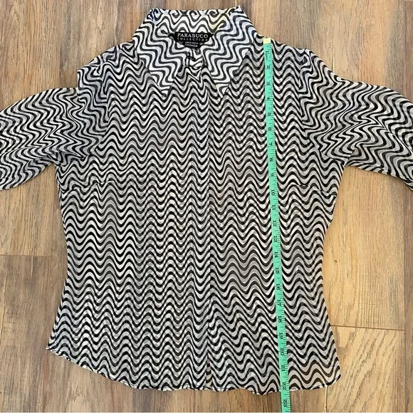 Parasuco Funky Black and White Striped Sheer Blouse - Picture 12 of 13